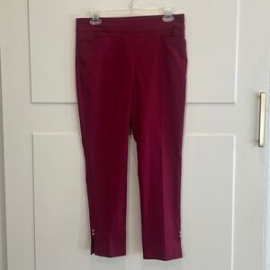 Chico's Women's Pants Size 0P (4P) Maroon Cropped Ankle Dress Career Trousers‎